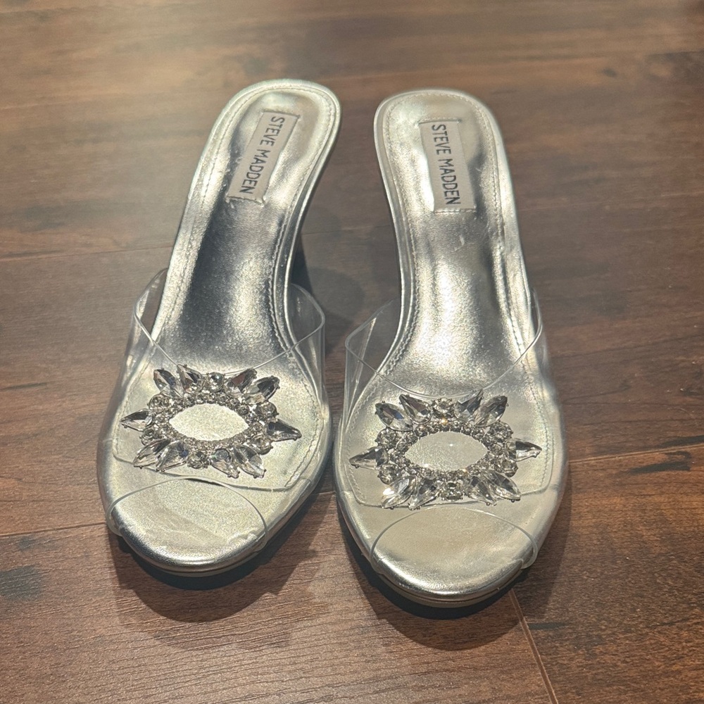 Steve Madden Silver Embellished Heels